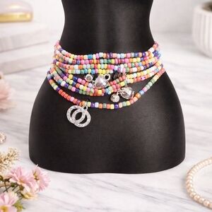 Colorful Beaded Belly Chain | Pastel Waist Beads | Multi-Layer Body Jewelry |